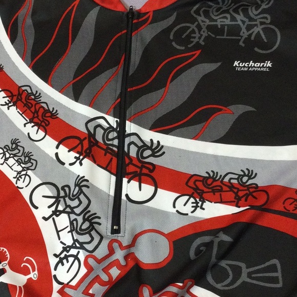 XL Kucharik red/black Kokopelli unisex bicycle jersey - Picture 12 of 15